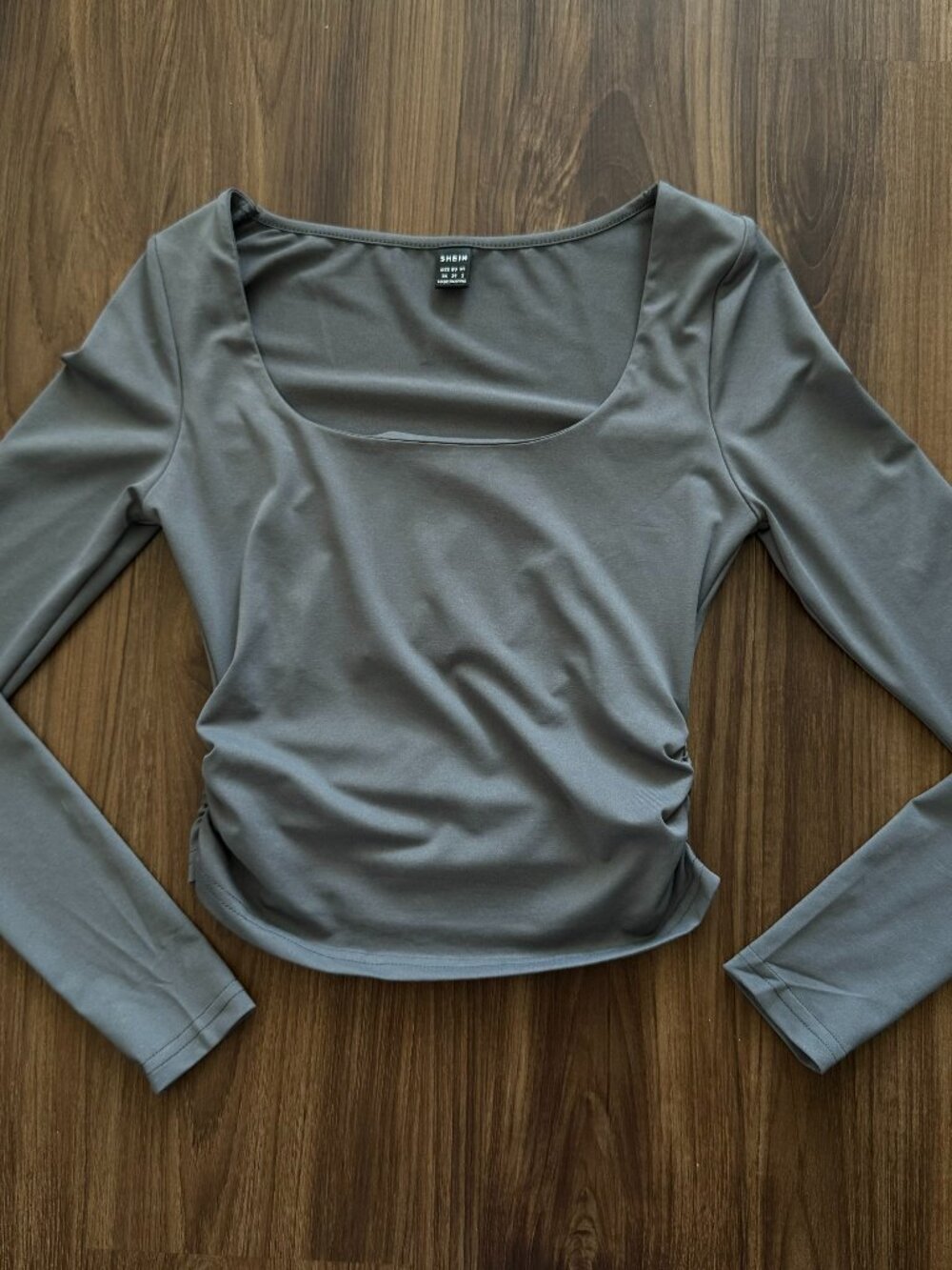 Grey Long Sleeve Crop Top
